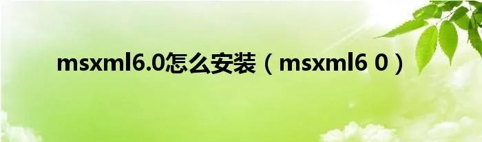msxml6.0怎么安装（msxml6 0）