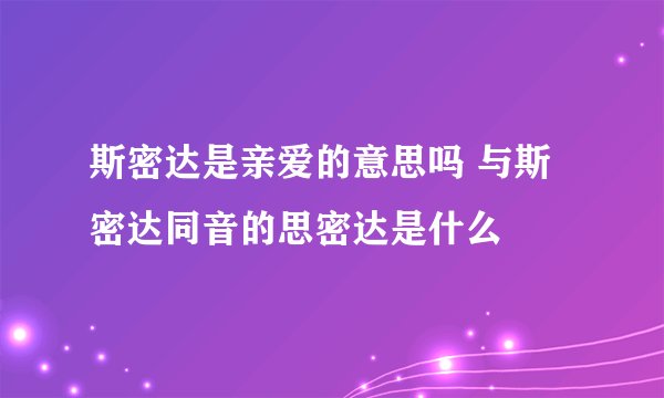 斯密达是亲爱的意思吗 与斯密达同音的思密达是什么