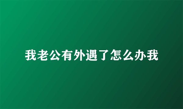 我老公有外遇了怎么办我