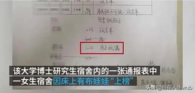 女博士因在宿舍床上放布娃娃被通报批评，还影响奖学金。对此你怎么看？