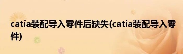 catia装配导入零件后缺失(catia装配导入零件)