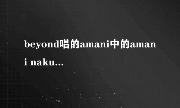 beyond唱的amani中的amani nakupenda是什么意思啊？