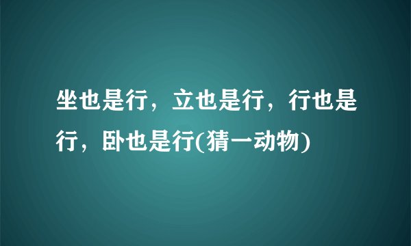 坐也是行，立也是行，行也是行，卧也是行(猜一动物)
