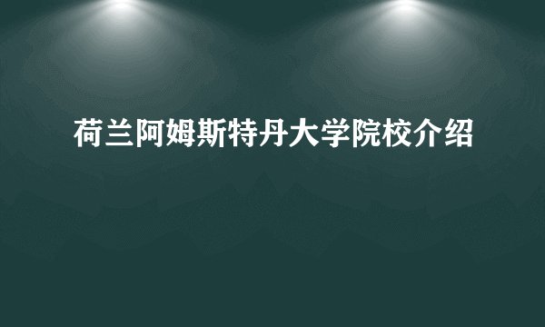 荷兰阿姆斯特丹大学院校介绍