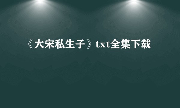 《大宋私生子》txt全集下载