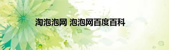 淘泡泡网 泡泡网百度百科