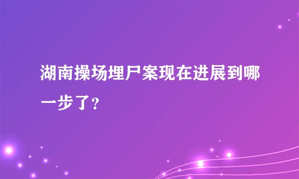 湖南操场埋尸案现在进展到哪一步了？