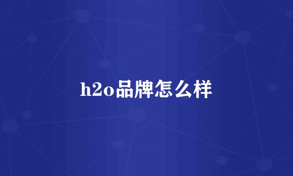 h2o品牌怎么样