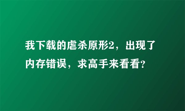 我下载的虐杀原形2，出现了内存错误，求高手来看看？