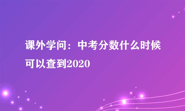 课外学问：中考分数什么时候可以查到2020