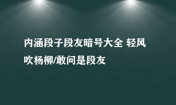 内涵段子段友暗号大全 轻风吹杨柳/敢问是段友