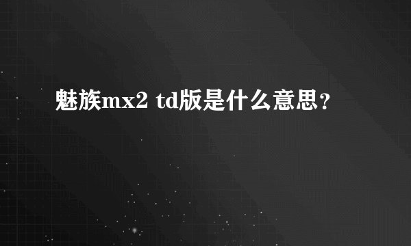 魅族mx2 td版是什么意思？