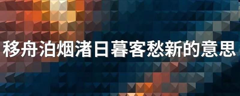 移舟泊烟渚日暮客愁新的意思 这句诗的含义