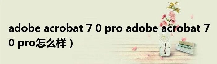 adobe acrobat 7 0 pro adobe acrobat 7 0 pro怎么样）