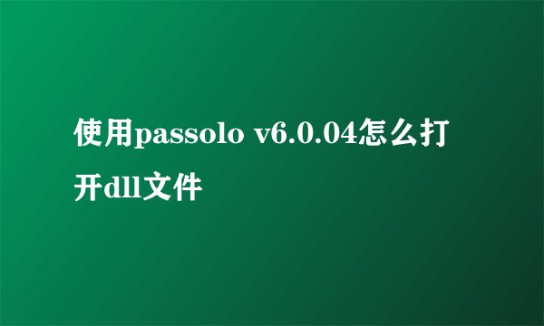 使用passolo v6.0.04怎么打开dll文件