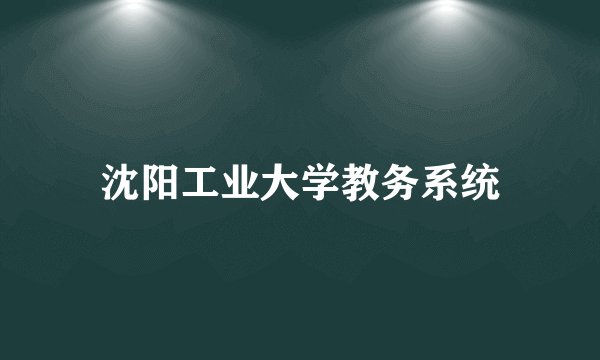 沈阳工业大学教务系统