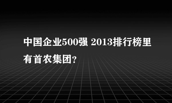 中国企业500强 2013排行榜里有首农集团？