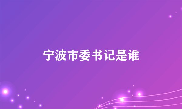 宁波市委书记是谁